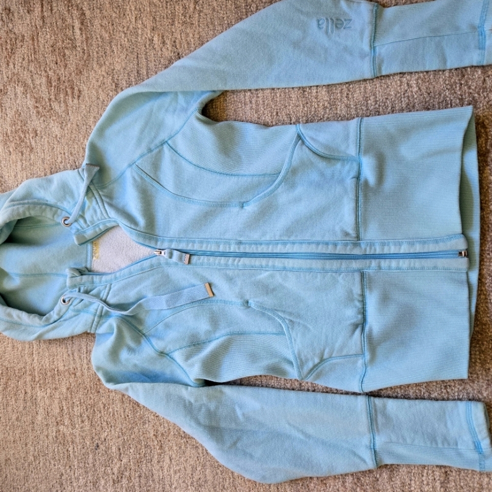 Zella Hooded Jacket, size Small, light blue
